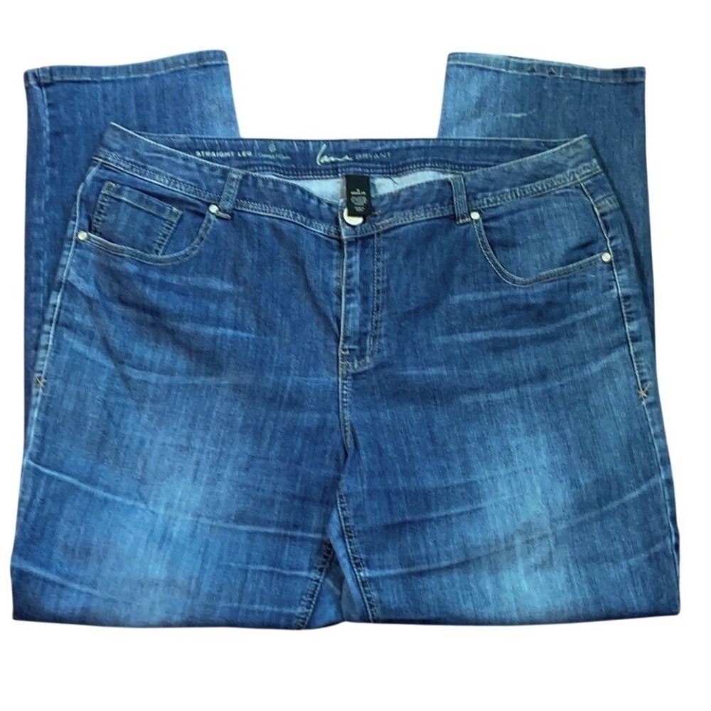Lane Bryant Jeans Womens 18 Straight Leg Blue Denim Cotton Stretch Genius Fit 18